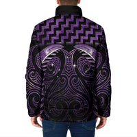 Purple Matariki New Zealand Padded Jacket Maori Poutama Galaxy Vibes - Polynesian Pride