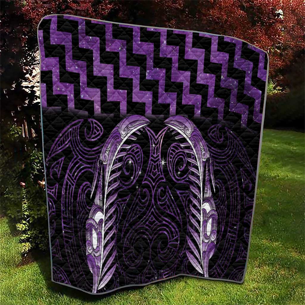 Purple Matariki New Zealand Quilt Maori Poutama Galaxy Vibes