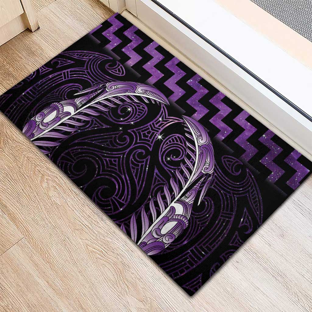 Purple Matariki New Zealand Rubber Doormat Maori Poutama Galaxy Vibes