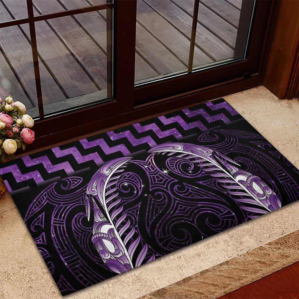 Purple Matariki New Zealand Rubber Doormat Maori Poutama Galaxy Vibes