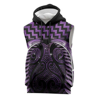 Purple Matariki New Zealand Sleeveless Hoodie Maori Poutama Galaxy Vibes - Polynesian Pride