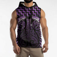Purple Matariki New Zealand Sleeveless Hoodie Maori Poutama Galaxy Vibes - Polynesian Pride