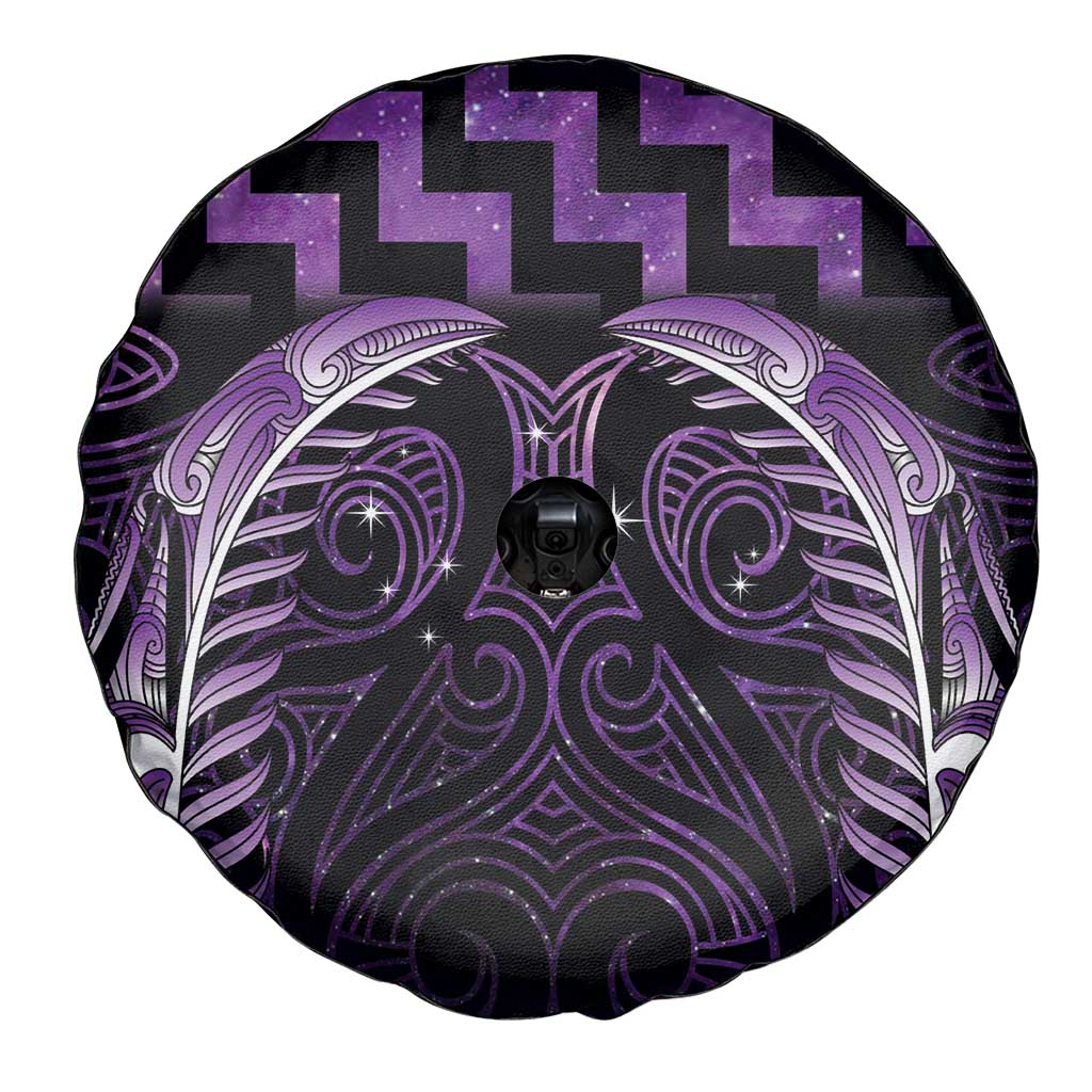 Purple Matariki New Zealand Spare Tire Cover Maori Poutama Galaxy Vibes