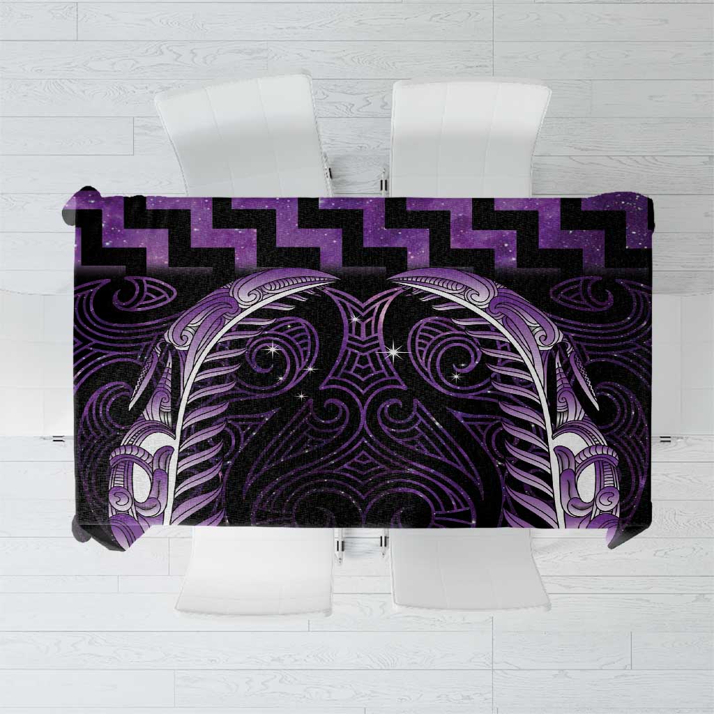Purple Matariki New Zealand Tablecloth Maori Poutama Galaxy Vibes