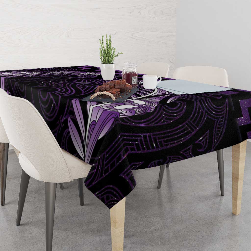 Purple Matariki New Zealand Tablecloth Maori Poutama Galaxy Vibes