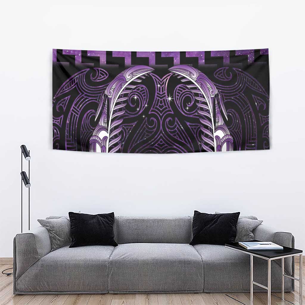 Purple Matariki New Zealand Tapestry Maori Poutama Galaxy Vibes