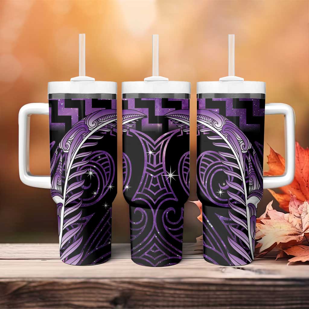 Purple Matariki New Zealand Tumbler With Handle Maori Poutama Galaxy Vibes
