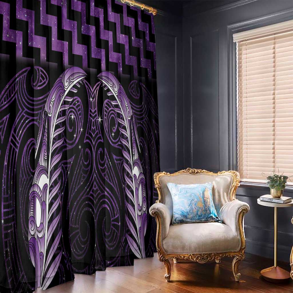 Purple Matariki New Zealand Window Curtain Maori Poutama Galaxy Vibes