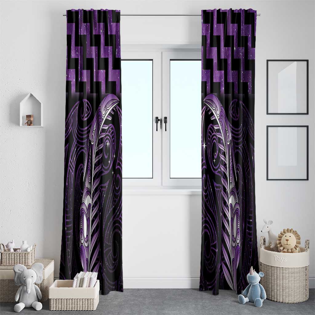 Purple Matariki New Zealand Window Curtain Maori Poutama Galaxy Vibes