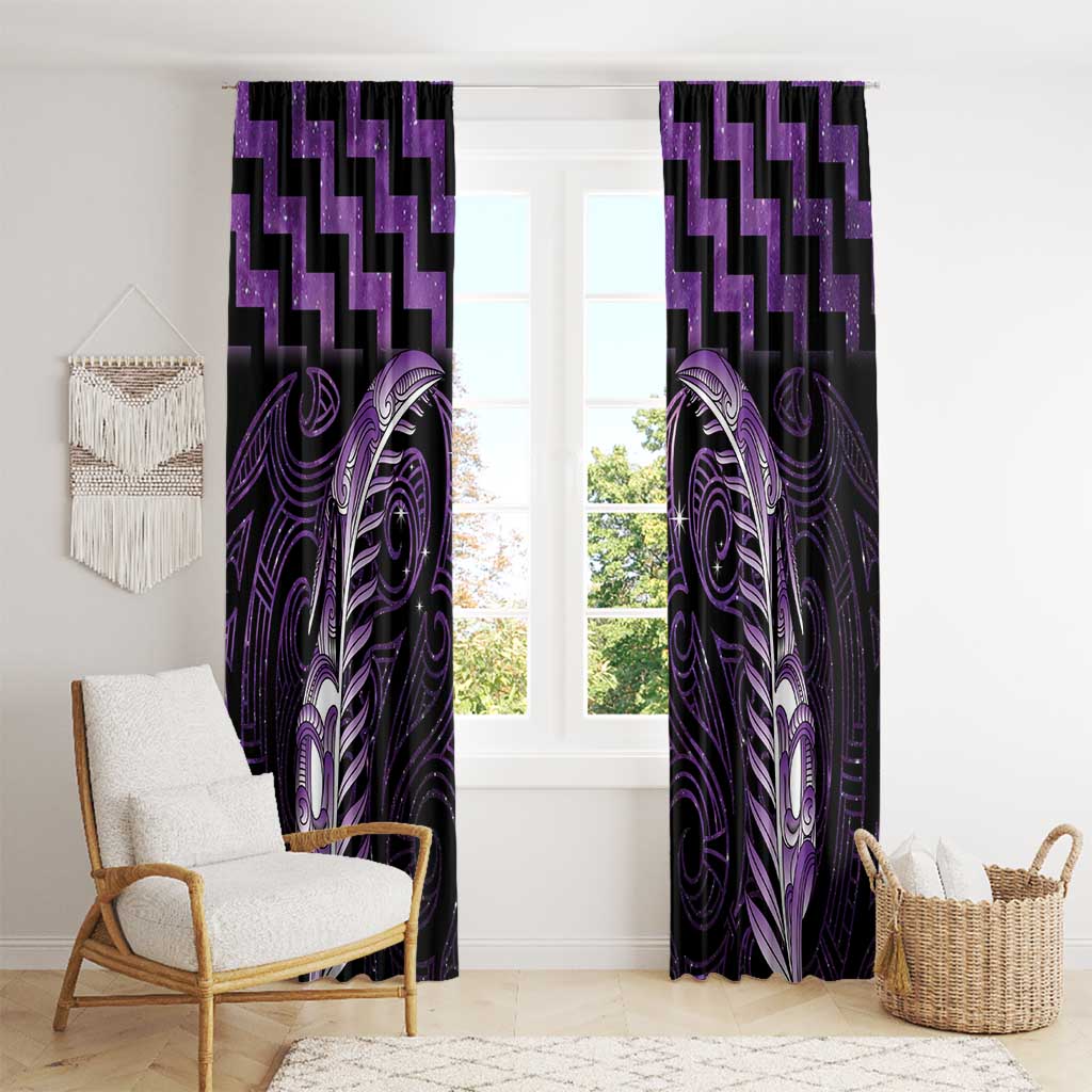 Purple Matariki New Zealand Window Curtain Maori Poutama Galaxy Vibes