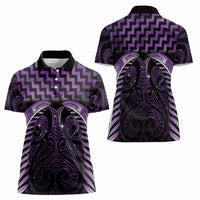 Purple Matariki New Zealand Women Polo Shirt Maori Poutama Galaxy Vibes