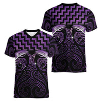 Purple Matariki New Zealand Women V-Neck T-Shirt Maori Poutama Galaxy Vibes