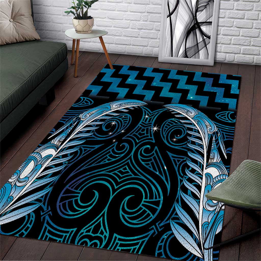 Blue Matariki New Zealand Area Rug Maori Poutama Galaxy Vibes