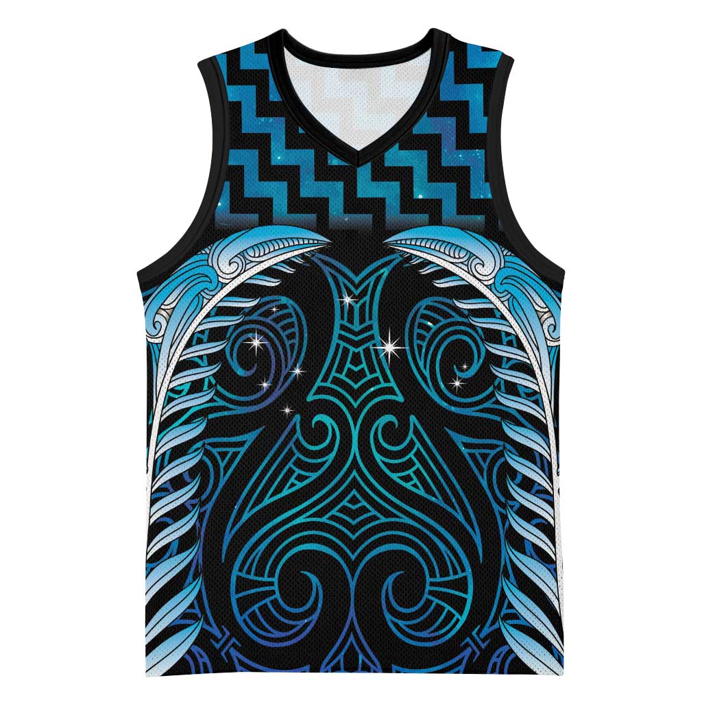 Blue Matariki New Zealand Basketball Jersey Maori Poutama Galaxy Vibes - Polynesian Pride