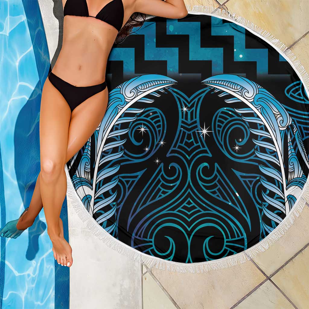 Blue Matariki New Zealand Beach Blanket Maori Poutama Galaxy Vibes
