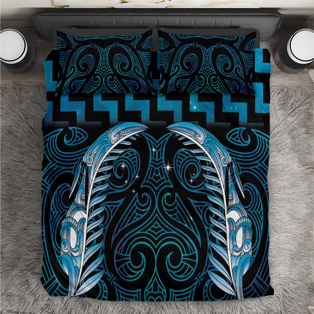 Blue Matariki New Zealand Bedding Set Maori Poutama Galaxy Vibes