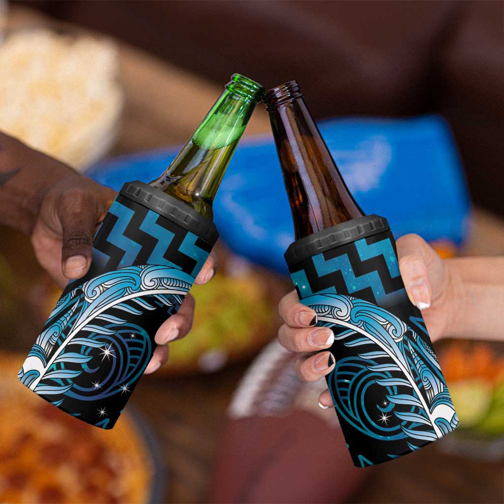 Blue Matariki New Zealand 4 in 1 Can Cooler Tumbler Maori Poutama Galaxy Vibes