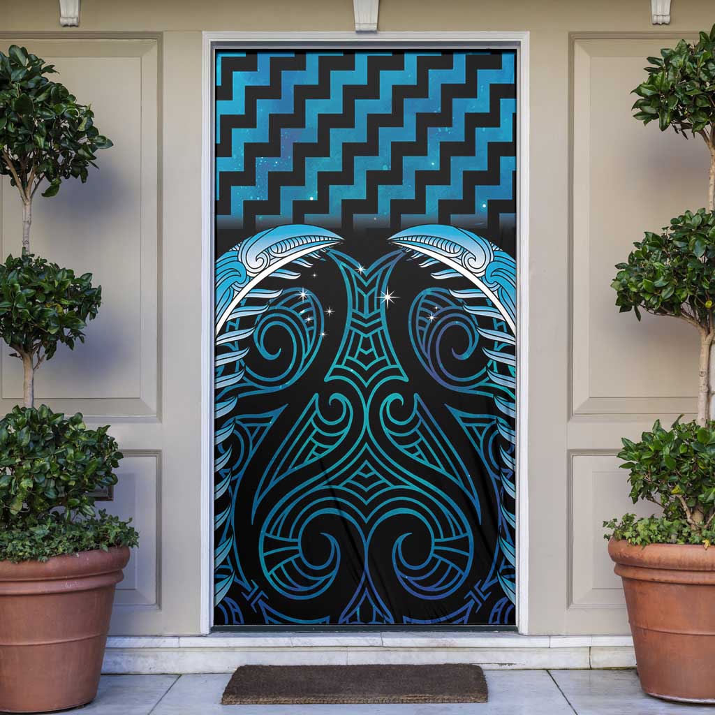 Blue Matariki New Zealand Door Cover Maori Poutama Galaxy Vibes - Polynesian Pride