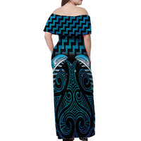 Blue Matariki New Zealand Off Shoulder Maxi Dress Maori Poutama Galaxy Vibes