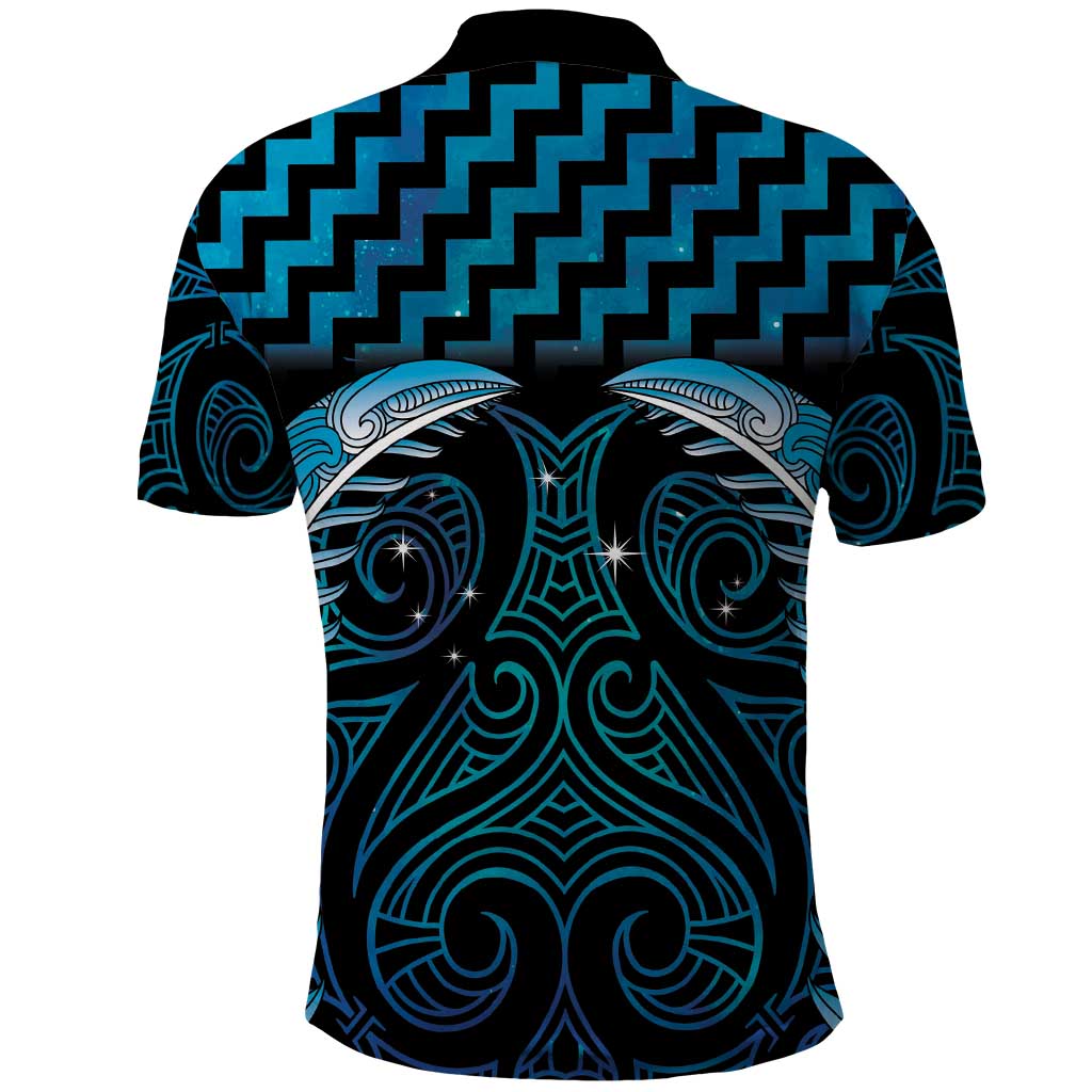 Blue Matariki New Zealand Polo Shirt Maori Poutama Galaxy Vibes