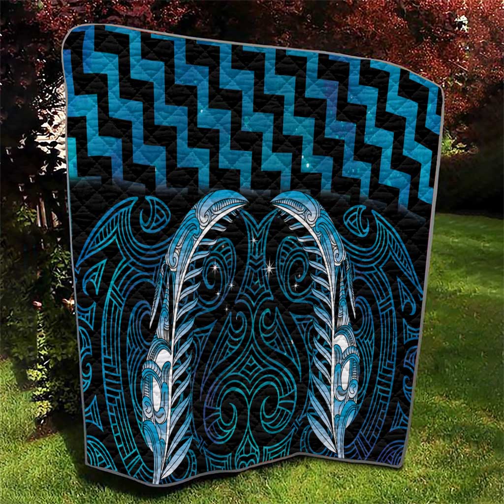 Blue Matariki New Zealand Quilt Maori Poutama Galaxy Vibes