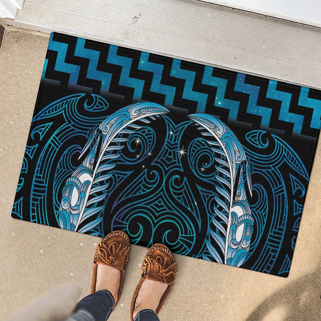 Blue Matariki New Zealand Rubber Doormat Maori Poutama Galaxy Vibes