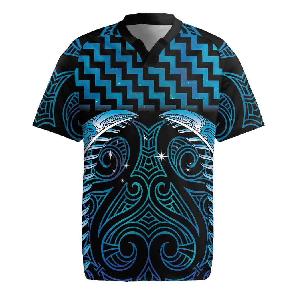 Blue Matariki New Zealand Rugby Jersey Maori Poutama Galaxy Vibes
