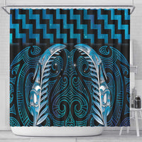 Blue Matariki New Zealand Shower Curtain Maori Poutama Galaxy Vibes