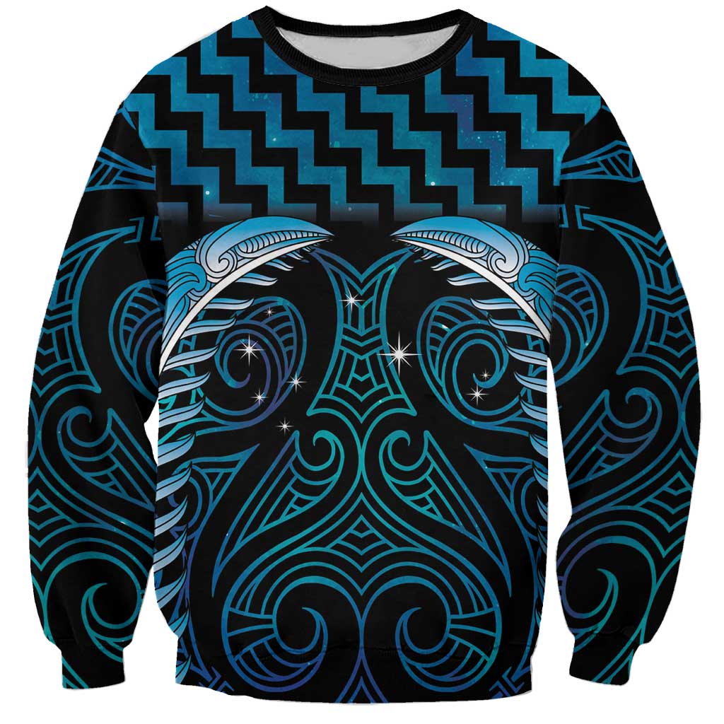 Blue Matariki New Zealand Sweatshirt Maori Poutama Galaxy Vibes