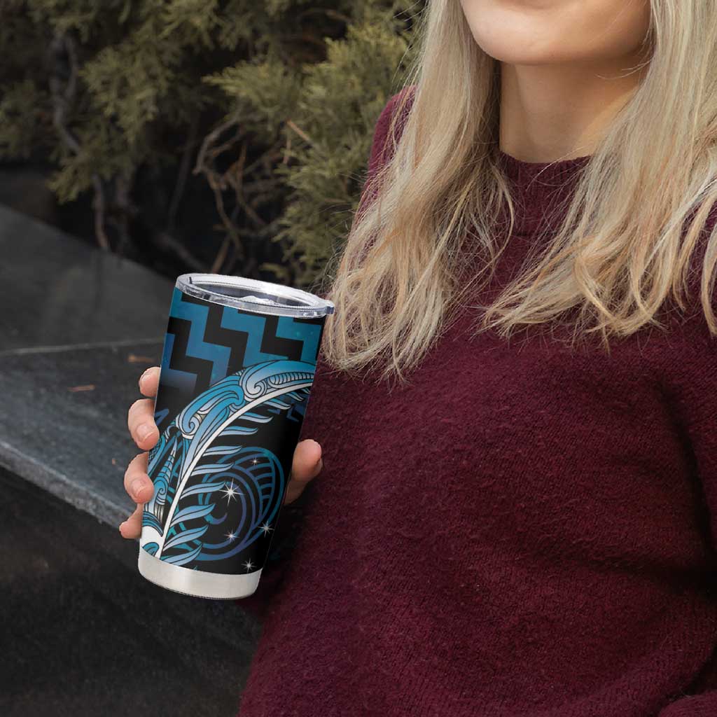 Blue Matariki New Zealand Tumbler Cup Maori Poutama Galaxy Vibes
