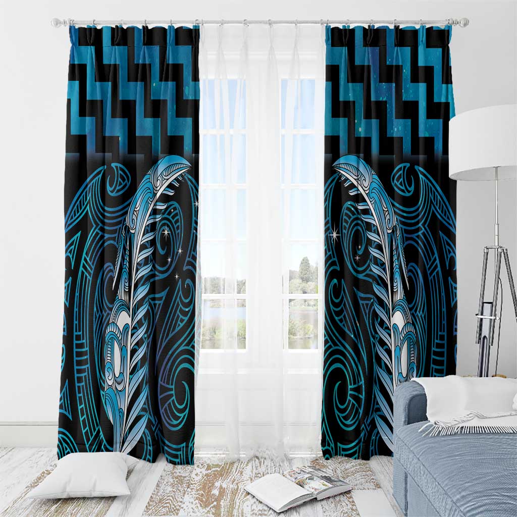 Blue Matariki New Zealand Window Curtain Maori Poutama Galaxy Vibes
