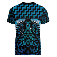 Blue Matariki New Zealand Women V-Neck T-Shirt Maori Poutama Galaxy Vibes