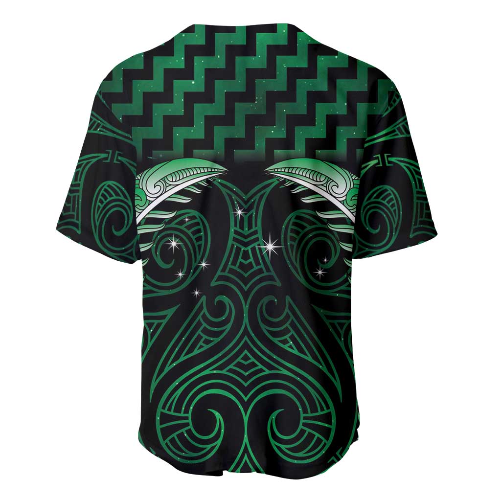 Green Matariki New Zealand Baseball Jersey Maori Poutama Galaxy Vibes