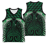 Green Matariki New Zealand Basketball Jersey Maori Poutama Galaxy Vibes - Polynesian Pride