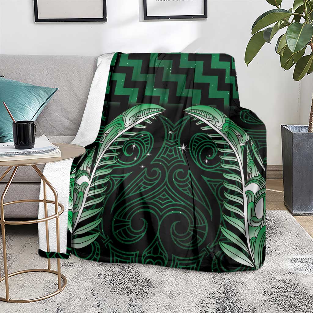 Green Matariki New Zealand Blanket Maori Poutama Galaxy Vibes