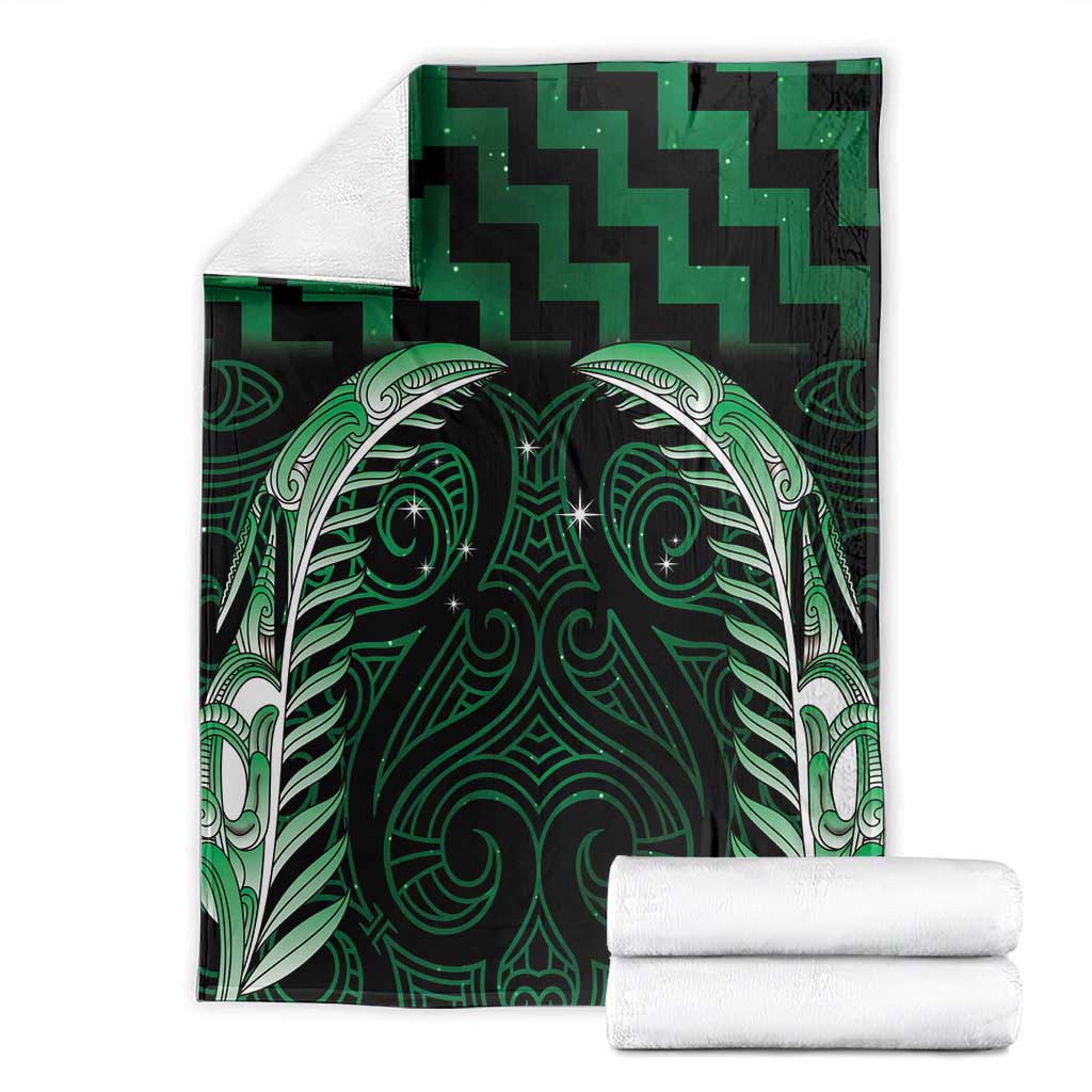 Green Matariki New Zealand Blanket Maori Poutama Galaxy Vibes