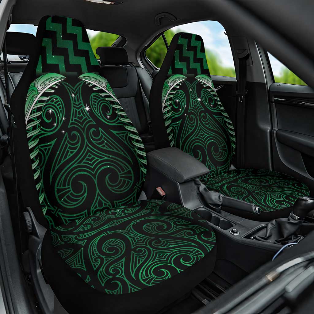 Green Matariki New Zealand Car Seat Cover Maori Poutama Galaxy Vibes