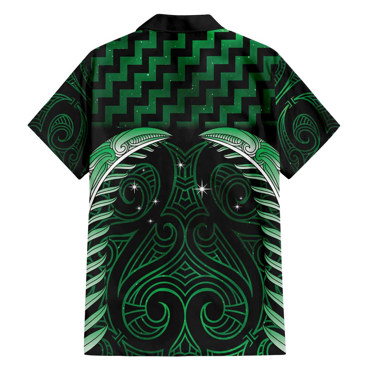 Green Matariki New Zealand Family Matching Off The Shoulder Long Sleeve Dress and Hawaiian Shirt Maori Poutama Galaxy Vibes