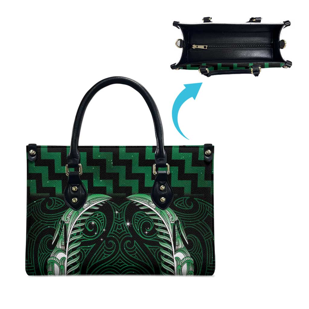 Green Matariki New Zealand Leather Bag Maori Poutama Galaxy Vibes - Polynesian Pride