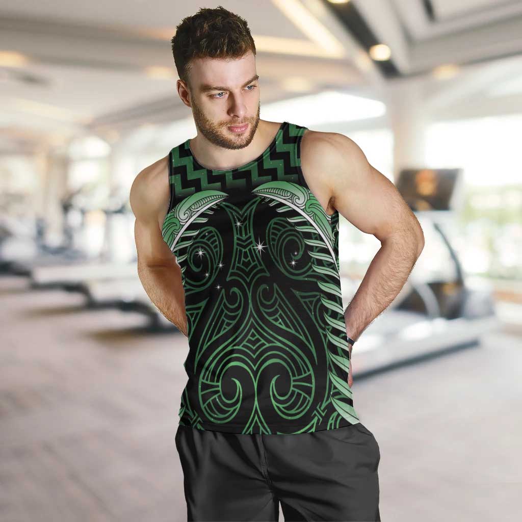 Green Matariki New Zealand Men Tank Top Maori Poutama Galaxy Vibes