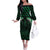 Green Matariki New Zealand Off The Shoulder Long Sleeve Dress Maori Poutama Galaxy Vibes