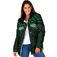 Green Matariki New Zealand Padded Jacket Maori Poutama Galaxy Vibes - Polynesian Pride