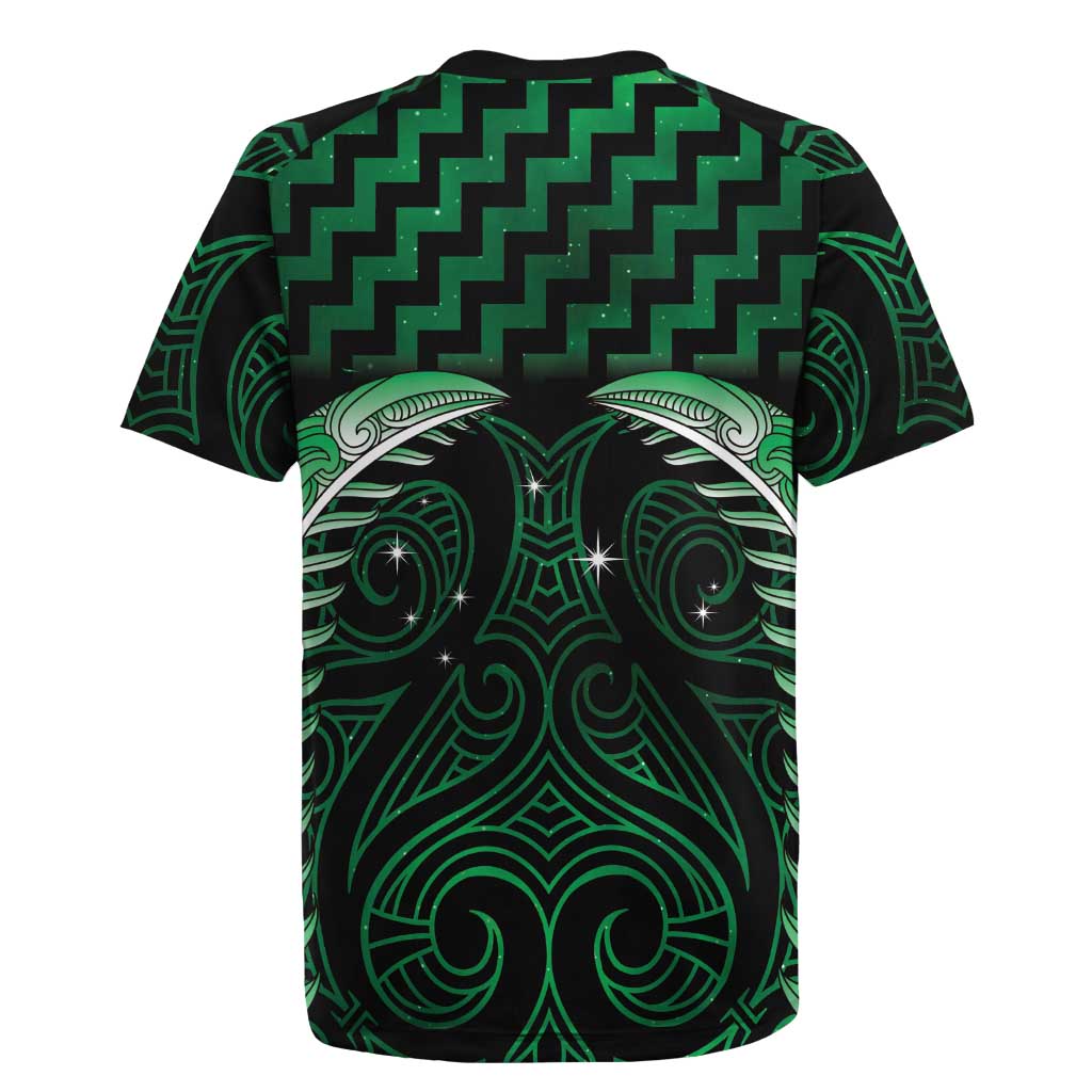 Green Matariki New Zealand Rugby Jersey Maori Poutama Galaxy Vibes