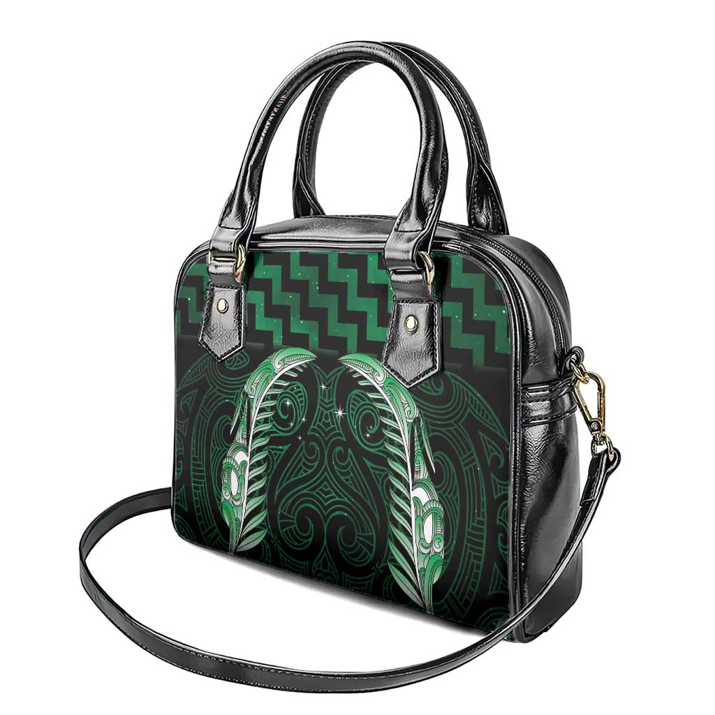 Green Matariki New Zealand Shoulder Handbag Maori Poutama Galaxy Vibes