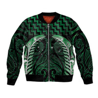 Green Matariki New Zealand Sleeve Zip Bomber Jacket Maori Poutama Galaxy Vibes