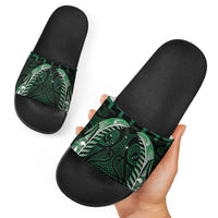 Green Matariki New Zealand Slide Sandals Maori Poutama Galaxy Vibes - Polynesian Pride
