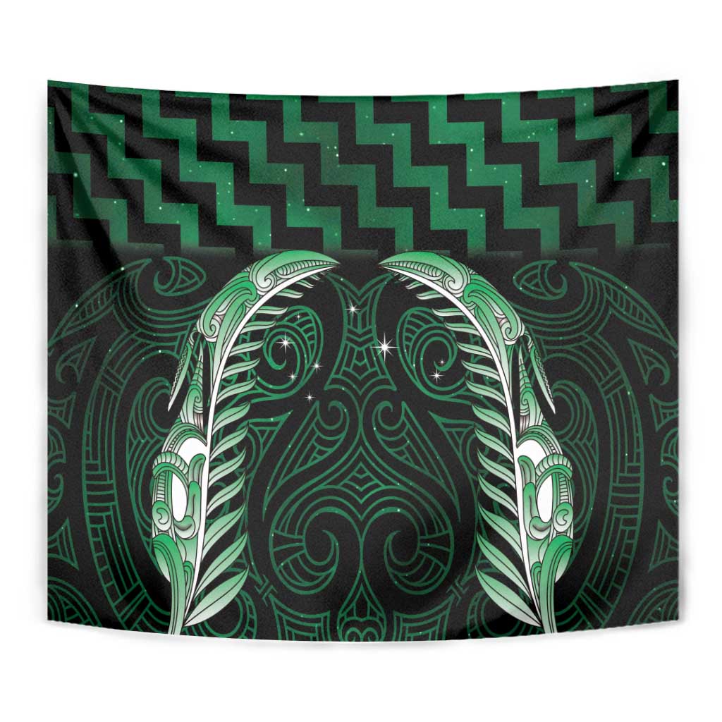 Green Matariki New Zealand Tapestry Maori Poutama Galaxy Vibes