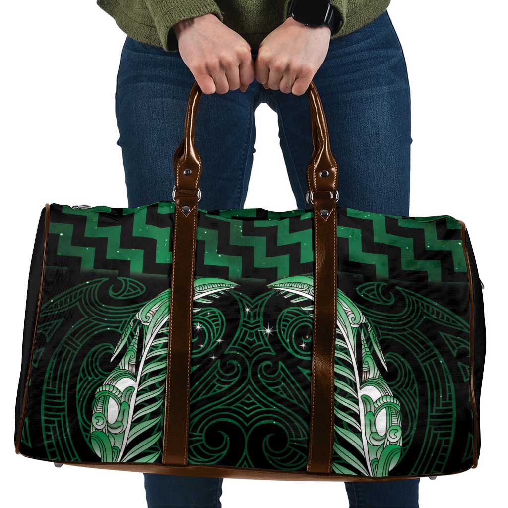 Green Matariki New Zealand Travel Bag Maori Poutama Galaxy Vibes - Polynesian Pride