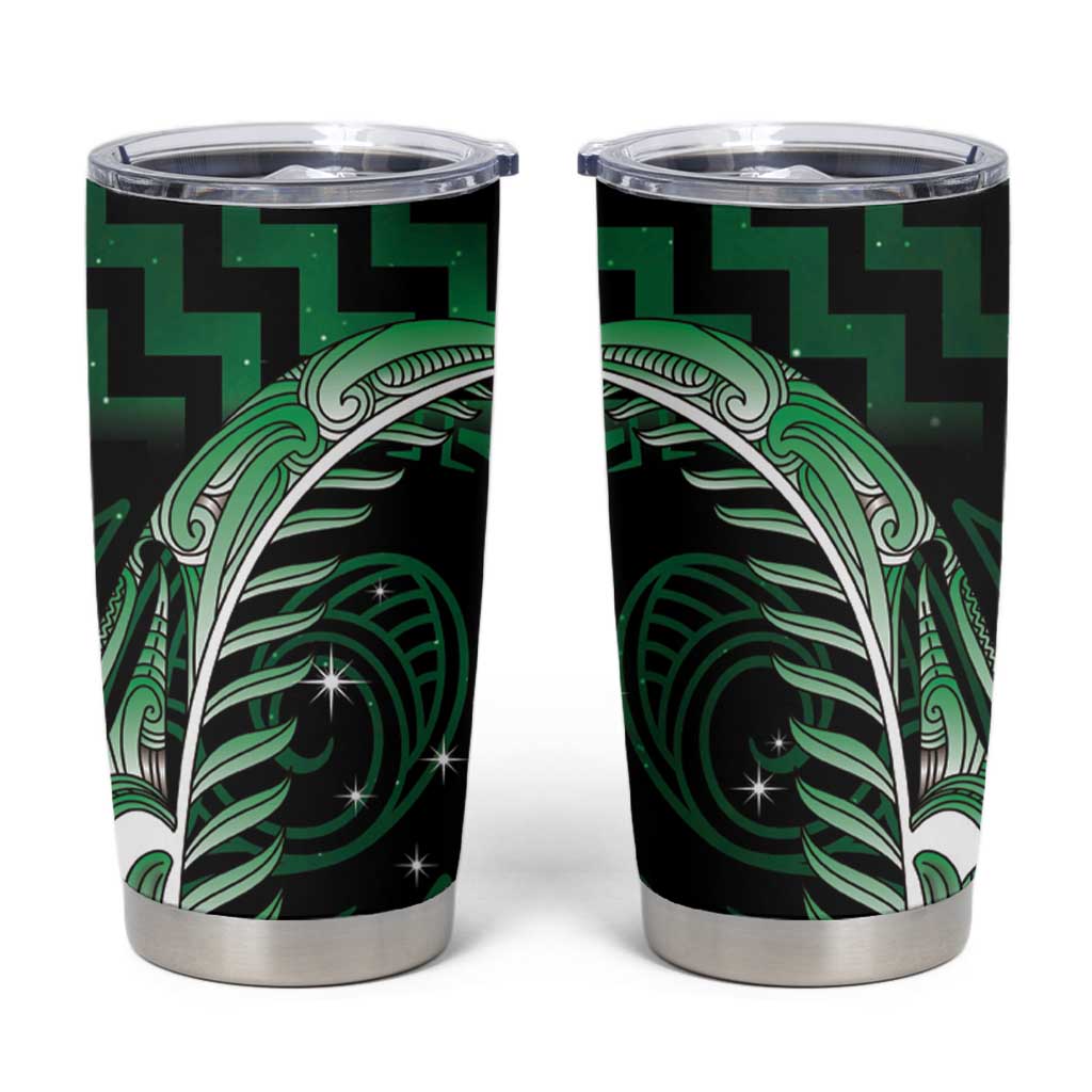 Green Matariki New Zealand Tumbler Cup Maori Poutama Galaxy Vibes
