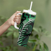 Green Matariki New Zealand Tumbler With Handle Maori Poutama Galaxy Vibes